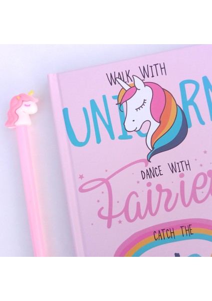 Unicorn Kilitli Hatıra Defteri (Günlük) ve Jel Kalem