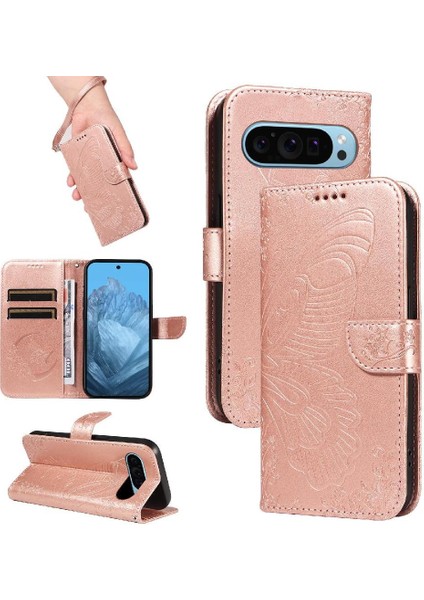 Kredi Kartı Yuvası Yüksek Kaliteli Deri ile Google Pixel 9 Için Flip Case (Yurt Dışından)
