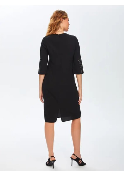 Taş Ve Delik Işli 3/4 Kol Abiye Elbise 69105 modelleri