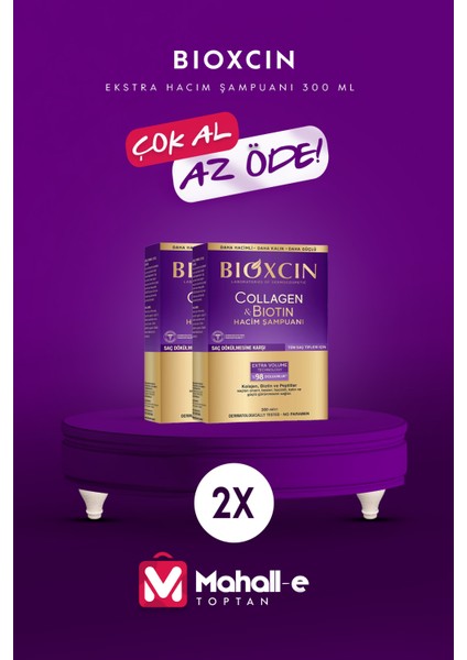 Collagen & Biotin Ekstra Hacim Şampuanı 300 ml - Kolajen Biotin Ince Seyrek Saçlar 2'li