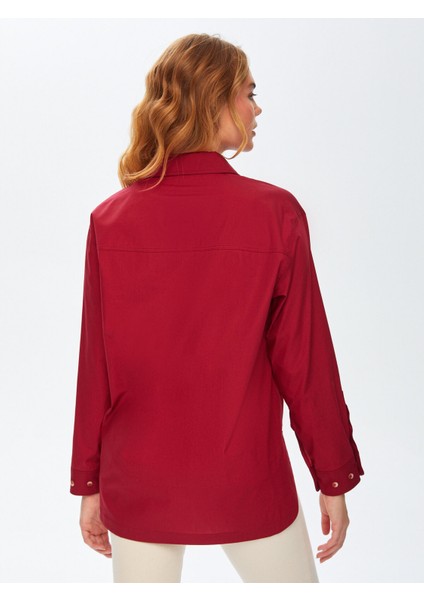 Ayarlanabilir Manşetli Düğme Detaylı Poplin Tunik 69606 modelleri