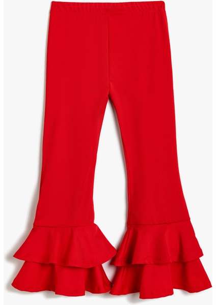 Ispanyol Paça Pantolon Fırfır Detaylı Beli Lastikli