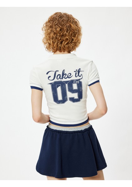 Polo Yaka Tişört Arkası Baskılı Kaşkorse Kısa Kollu Slim Fit fırsatları