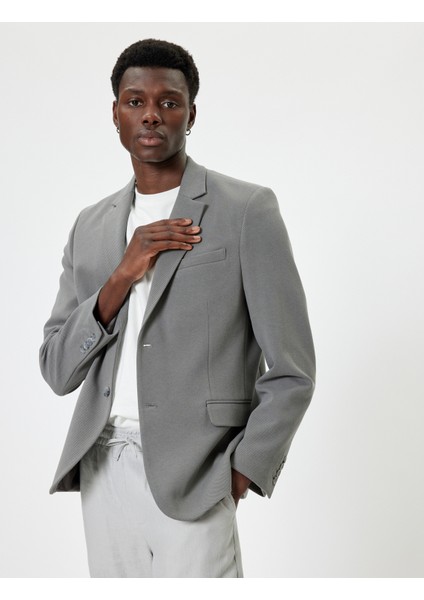 Kruvaze Blazer Ceket Slim Fit Kapaklı Çift Cep Detaylı