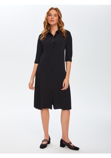 Pilise Detaylı Gömlek Elbise 69236