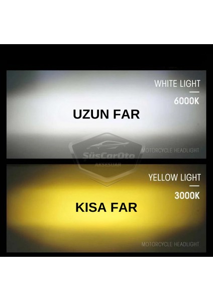 Renault 9-11 Broadway Fairway Spring Flash Tüm Kasalar Için Uyumlu Mercekli Far Ampulü LED Xenon Çift Renk Sarı-Beyaz Far Şimşek Etkili Csp LED Lamba Uzun Kısa 2 Adet Takım