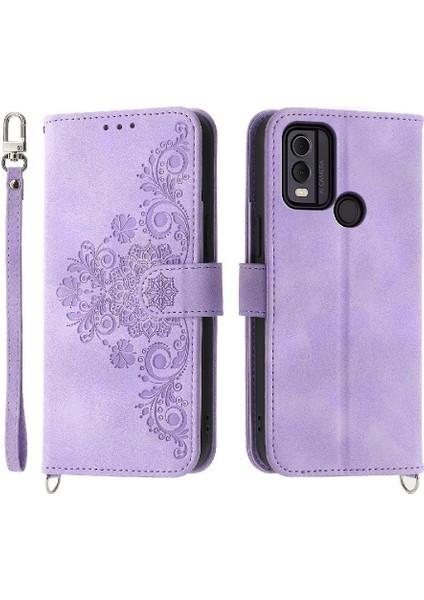 Nokia C22 Kabartmalı Çoklu Kredi Kartı Yuvaları Için Flip Case Darbeye (Yurt Dışından)