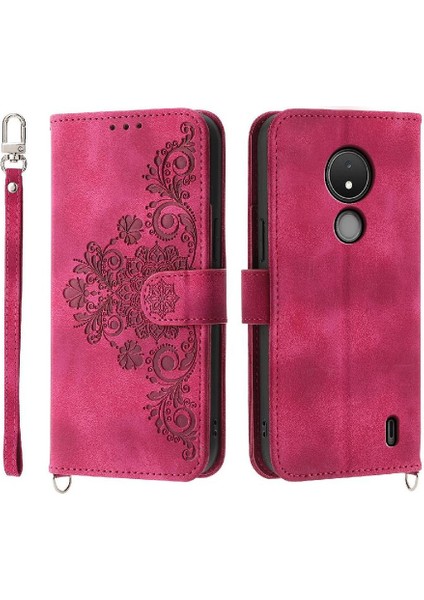 Nokia C21 Kabartmalı Darbeye Bileklik Çoklu Kredi Kartı Için Flip Case (Yurt Dışından)