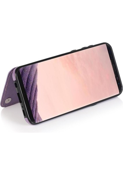 Samsung Galaxy S8 Çift Düğmeler Desen Için Kart Tutucu Kılıf ile Cüzdan (Yurt Dışından)