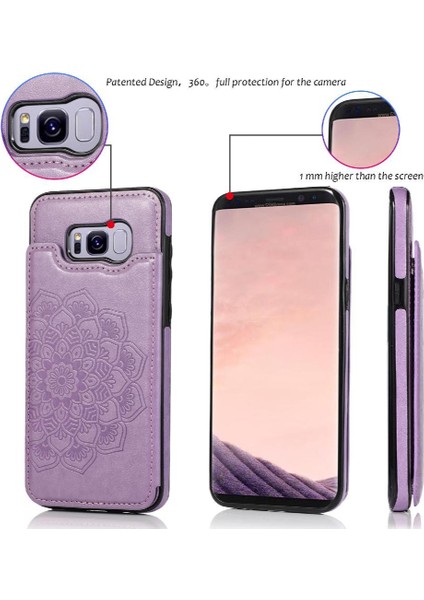 Samsung Galaxy S8 Çift Düğmeler Desen Için Kart Tutucu Kılıf ile Cüzdan (Yurt Dışından)
