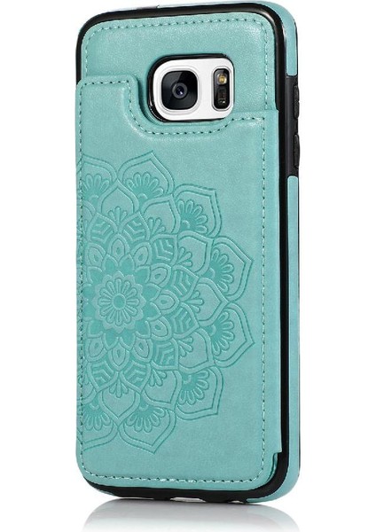 Samsung Galaxy S7 Kenar Desen Çiçek Pu Için Kart Tutucu Kılıf ile Cüzdan (Yurt Dışından)