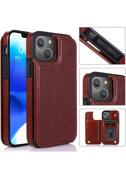 Kart Tutucu Kickstand Kart Yuvaları ile IPhone 14 Artı Cüzdan Durumda Pu (Yurt Dışından)