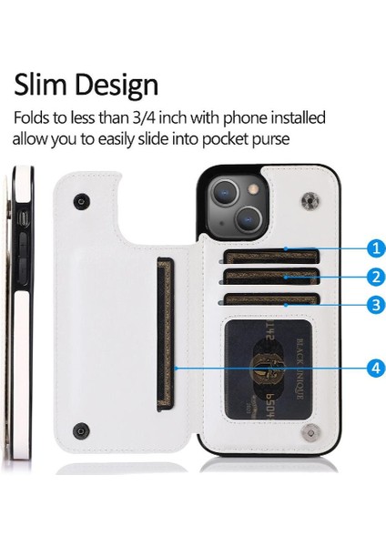 Kart Tutucu ile IPhone 14 Için Cüzdan Durumda Pu Deri Kart Yuvaları Kickstand (Yurt Dışından) fiyatları
