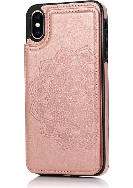 IPhone Xs Max Desen Çiçek Kabartmalı Pu Için Kart Tutucu Kılıf ile Cüzdan (Yurt Dışından)