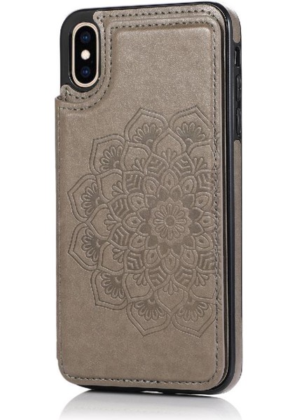 IPhone Xs Max Desen Çiçek Kabartmalı Pu Için Kart Tutucu Kılıf ile Cüzdan (Yurt Dışından)