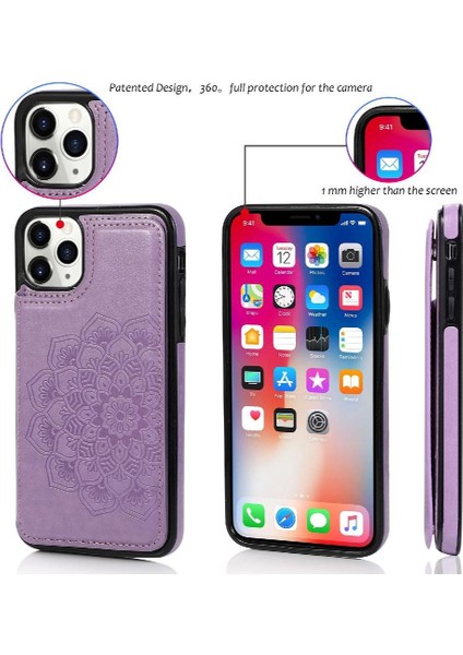 IPhone 11 Için Kart Tutucu Kılıf ile Cüzdan Pro Max Pu Deri Çevirme Desen (Yurt Dışından)