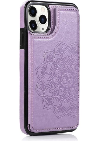 IPhone 11 Pro Çift Düğmeler Desen Flip Için Kart Tutucu Kılıf ile Cüzdan (Yurt Dışından)