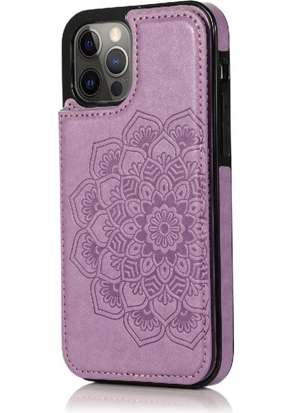 IPhone 12 Için Kart Tutucu Kılıf ile Cüzdan Pro Max Desen Çiçek Pu Flip (Yurt Dışından)