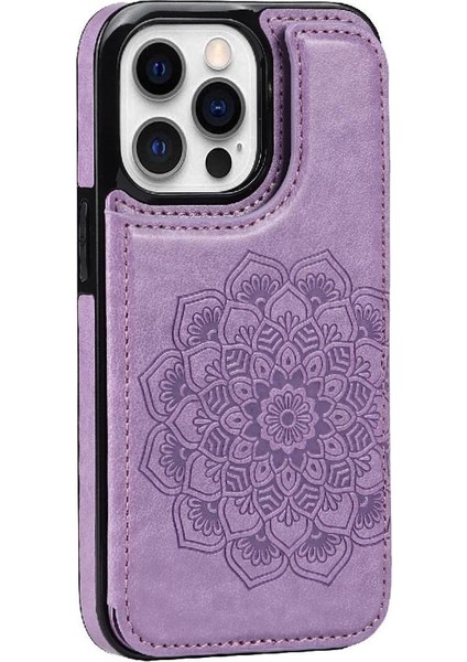 IPhone 15 Için Kart Tutucu Kılıf ile Cüzdan Pro Max Flip Darbeye Mandala (Yurt Dışından)