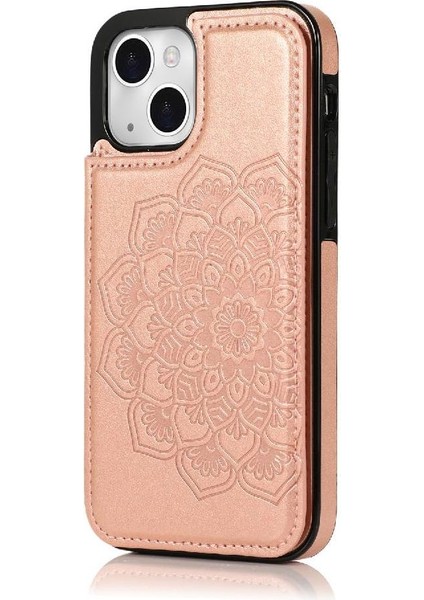 IPhone 15 Için Kart Tutucu Kılıf ile Cüzdan Çevirme Darbeye Dayanıklı Kabartmalı Çift (Yurt Dışından)