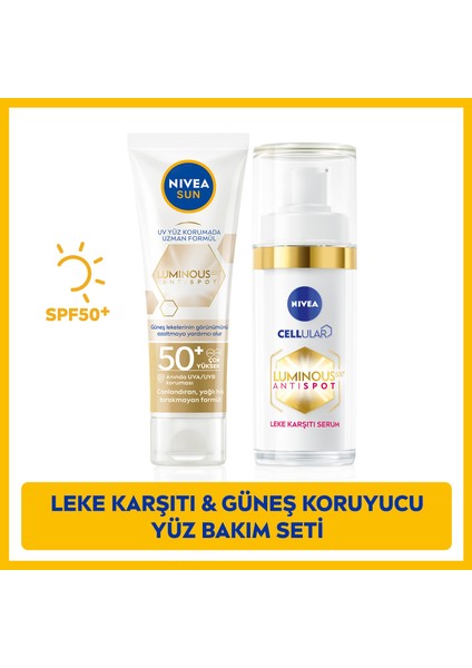 LUMINOUS630 Güneş Koruyucu Yüz Kremi 40ML, Leke Karşıtı Cilt Bakım Serumu 30ML, Seyahat Seti Hediye