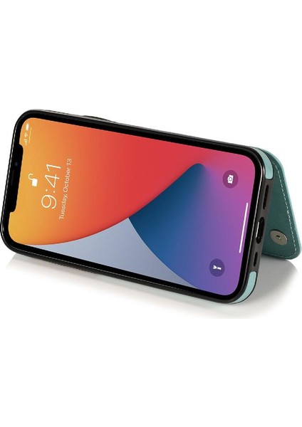 IPhone 13 Mini Çift Düğmeler Kabartmalı Pu Için Kart Tutucu Kılıf ile Cüzdan (Yurt Dışından) indirimleri