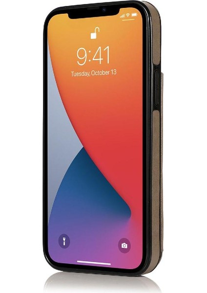 IPhone 13 Mini Çift Düğmeler Kabartmalı Pu Için Kart Tutucu Kılıf ile Cüzdan (Yurt Dışından) modelleri