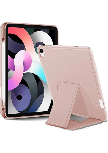 Coverzone Samsung Galaxy Tab S9 Fe ile Uyumlu Kılıf Lüks Kadife Iç Kaplamalı Galaxy Tab S9 Fe Suni Deri, Mıknatıslı V- Stand Tablet Arka Kapak (Pembe, Samsung Galaxy Tab S9 Fe)