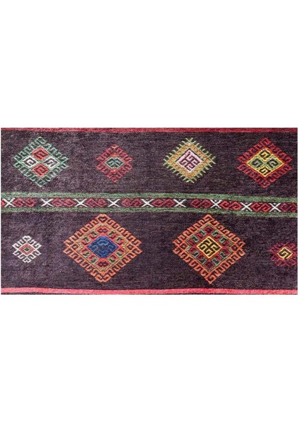 Halı Kahverengi Geometrik Dijital Baskı Halı