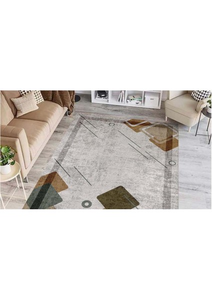 Halı Gri Geometrik Desenli Dijital Baskı Halı modelleri