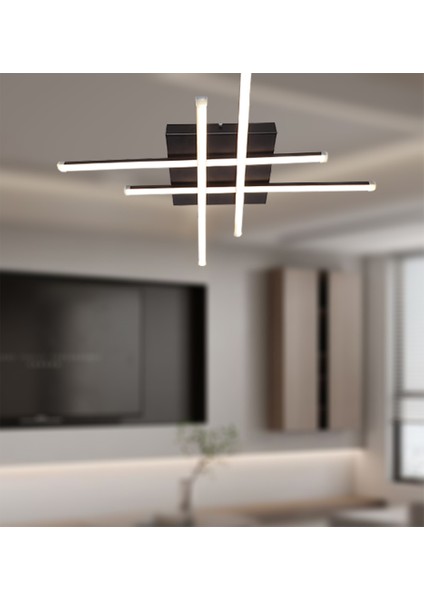 TT036-SY Tt Aydınlatma Hashtag Modeli Mat Siyah LED Avize