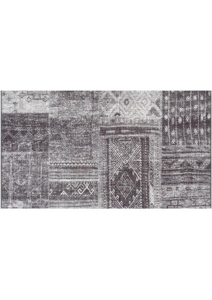 Halı Gri Yama Desenli Dijital Baskı Halı