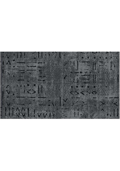 Halı Antrasit Renk Şönil ve Pamuk Dijital Baskı Halı