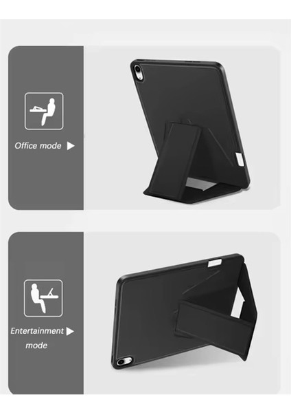 Samsung Galaxy Tab S9 ile Uyumlu Kılıf Lüks Kadife Iç Kaplamalı Galaxy Tab S9 Suni Deri, Mıknatıslı V- Stand Tablet Arka Kapak (Siyah, Samsung Galaxy Tab S9)