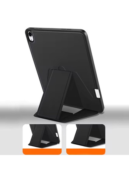 Samsung Galaxy Tab S9 ile Uyumlu Kılıf Lüks Kadife Iç Kaplamalı Galaxy Tab S9 Suni Deri, Mıknatıslı V- Stand Tablet Arka Kapak (Siyah, Samsung Galaxy Tab S9)
