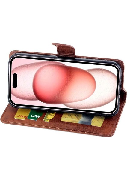 IPhone 15 Için Filp Durumda Manyetik Kapatma Kart Tutucu Pu Deri Tam (Yurt Dışından) modelleri