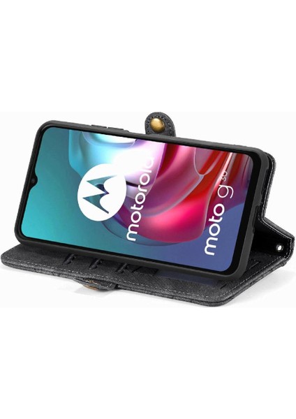 Motorola Moto G30 Cüzdan Basit Iş Deri Kılıf Flip Case Için Flip Case (Yurt Dışından)