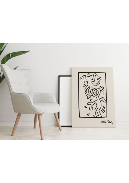 Keith Haring Pop Art Sanatsal Kanvas Tablo Salon Duvar Dekorasyon Cafe Dekor Duvar Tablosu