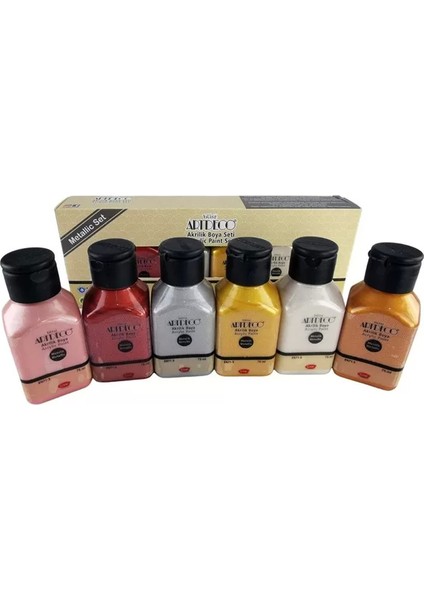 70I-AS3 Akrilik Boya Metalik Renkler Seti 6 x 75 ml