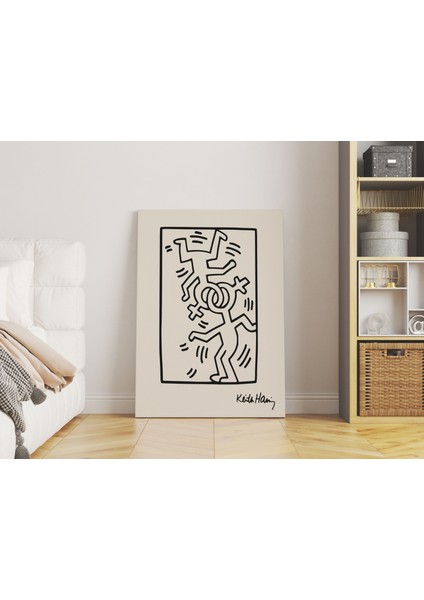 Keith Haring Pop Art Sanatsal Kanvas Tablo Salon Duvar Dekorasyon Cafe Dekor Duvar Tablosu