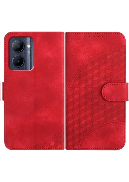 Realme C33 Manyetik Kart Tutucu Flip Iş Geometrik Kılıf Için Flip Case (Yurt Dışından)