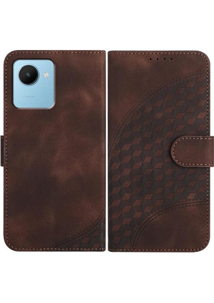 Realme C30 Manyetik Kart Tutucu Için Flip Case Darbeye Deri Kılıf Flip (Yurt Dışından)