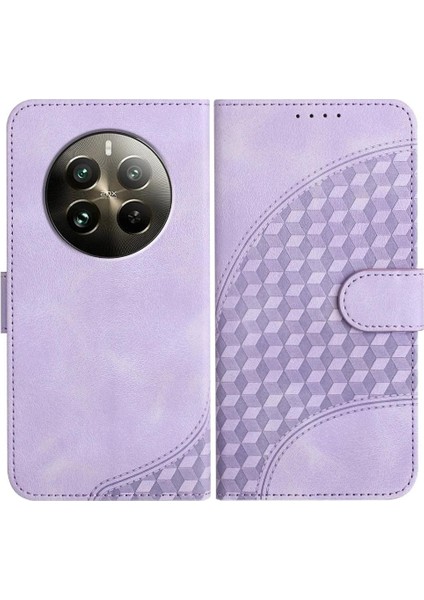 Realme 12 Artı Pu Deri Kapak Çevirin Manyetik Kart Tutucu (Yurt Dışından)