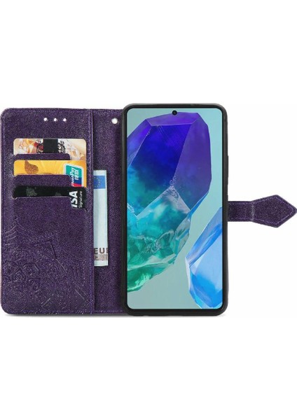Samsung Galaxy M55 Flip Kapak Için Flip Case Darbeye Deri Kılıf (Yurt Dışından)