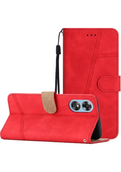 Oppo A17 Flip Folio Bilek Kayışı Cüzdan Pu Deri Kart Yuvaları Için Flip Case (Yurt Dışından)