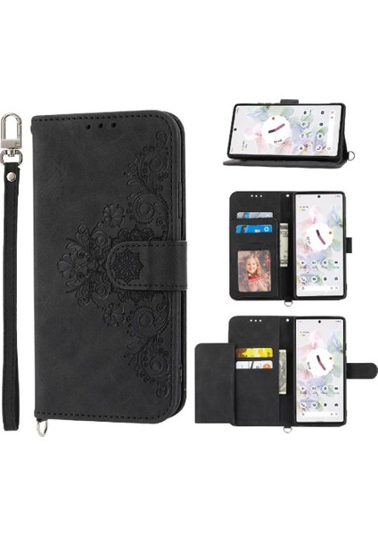 Google Piksel 6 Bileklik Kabartmalı Çoklu Kredi Kartı Için Flip Case (Yurt Dışından)