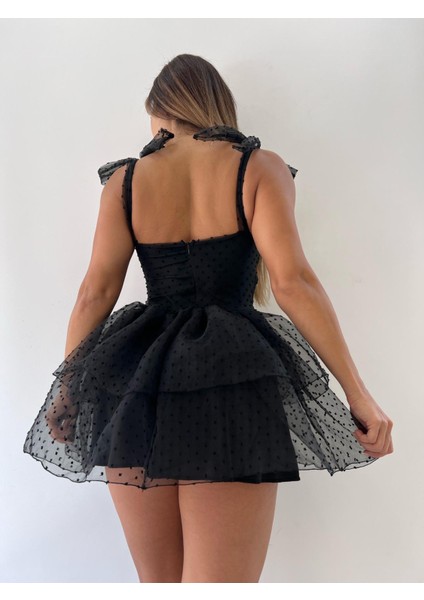 Siyah Nokta Baskı Spagetti Lolita Tarzı Cutecore Mini Elbise fırsatları