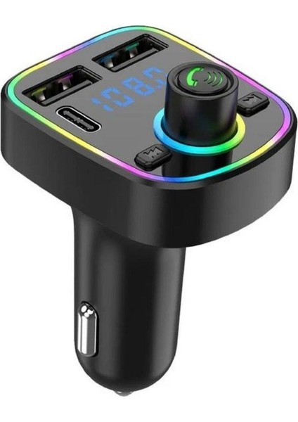 Car C2 Araç Fm Transmitter 5.3 Bluetooth Araç Kiti Hızlı Şarj Qc 3.1 Çift USB ve Type-C Mp3 Sd Kart Çakmaklık Girişli oto müzik çalar