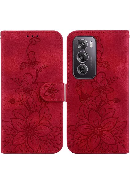 Oppo Oppo 12 Pro 5g Için Flip Case Kart Tutucu Manyetik Kabartmalı Zambak (Yurt Dışından)