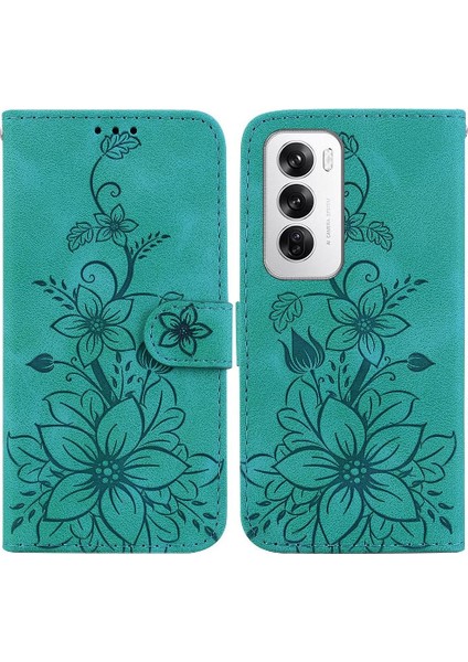 Oppo Oppo 12 5g Kabartmalı Zambak Manyetik Kart Tutucu Kickstand Için Flip Case (Yurt Dışından)